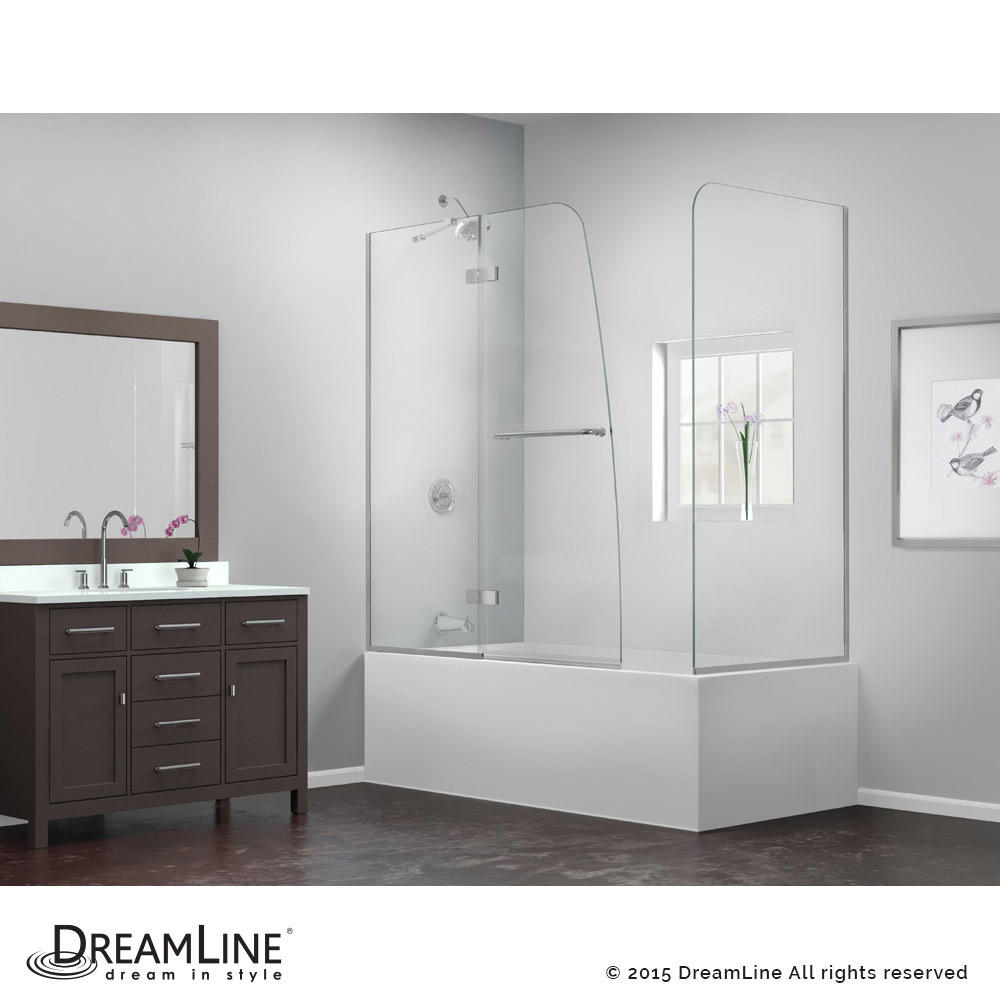 DreamLine SHDR-3448580-RT-01 Chrome Aqua Ultra 57 to 60 x 30 D x 58" Hinged Tub Door