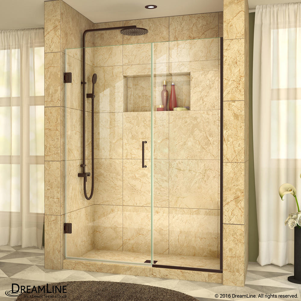 DreamLine SHDR-245407210-06 Unidoor Plus Min Hinged Shower Door In Oil Rubbed Bronze Hardware