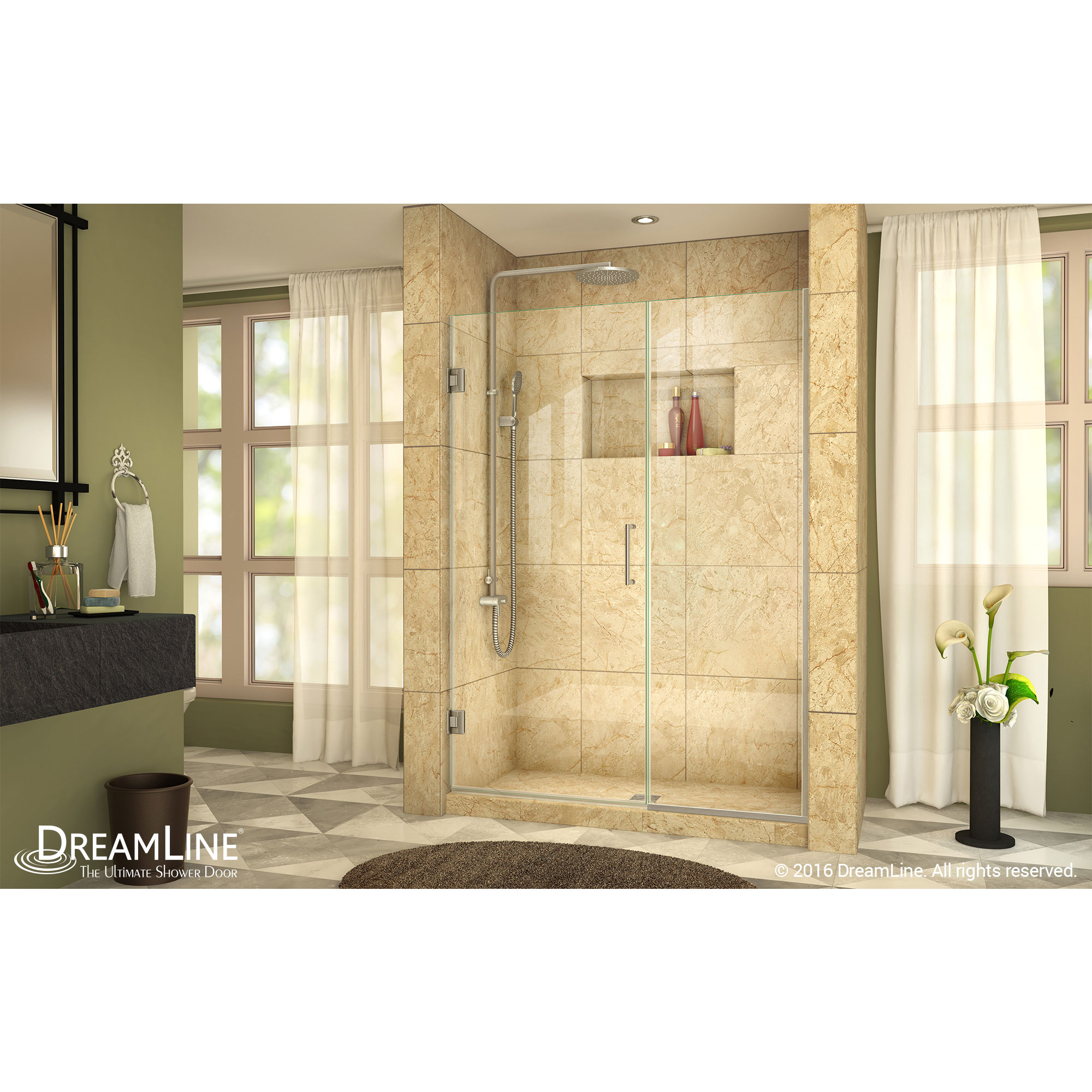 DreamLine SHDR-245557210-04 Unidoor Plus Hinged Shower Door In Brushed Nickel Hardware
