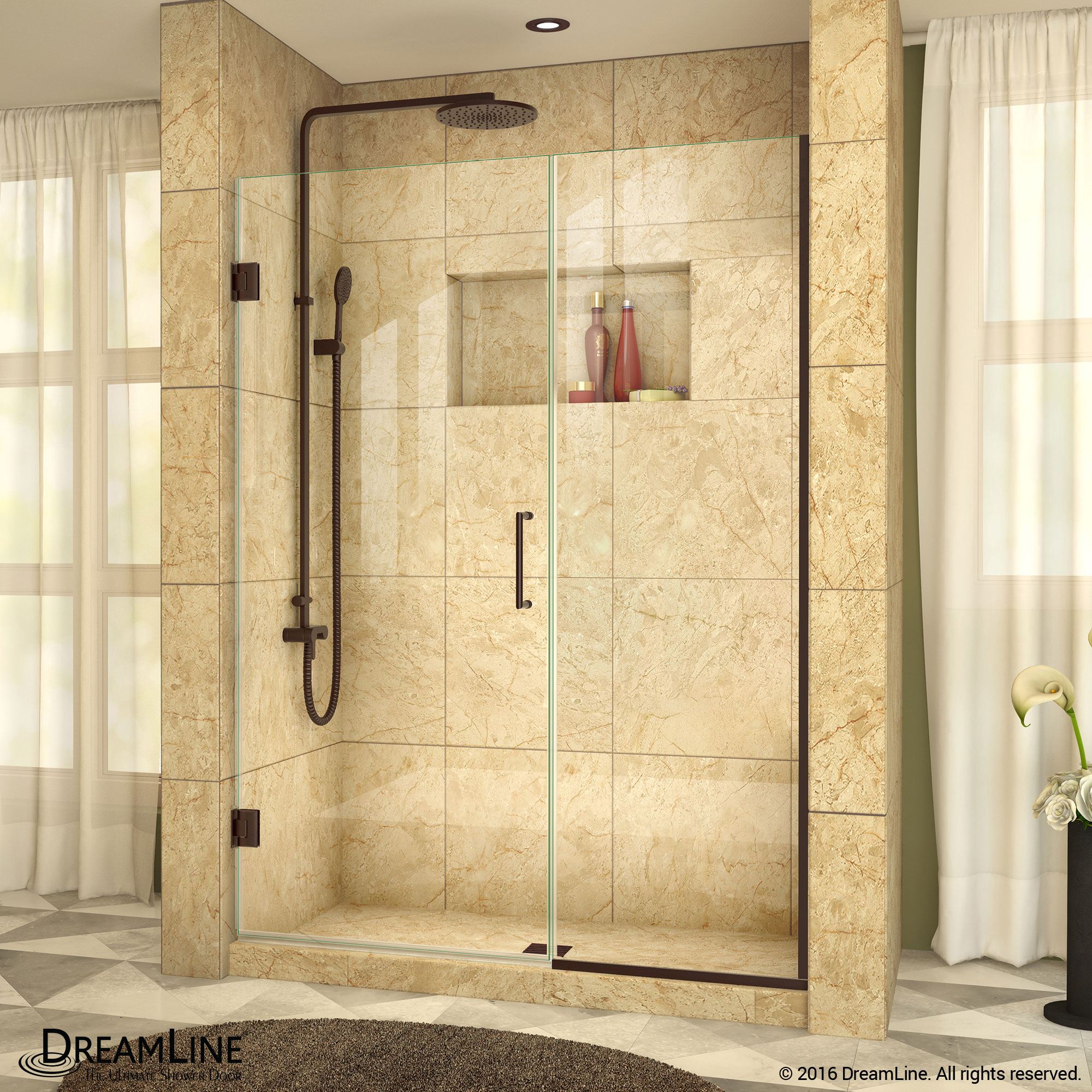 DreamLine SHDR-245607210-06 Unidoor Plus Hinged Shower Door In Oil Rubbed Bronze Hardware