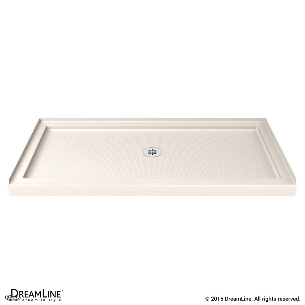 DreamLine DLT-1136600-22 SlimLine 36" by 60" Single Threshold Shower Base In Biscuit Center Drain