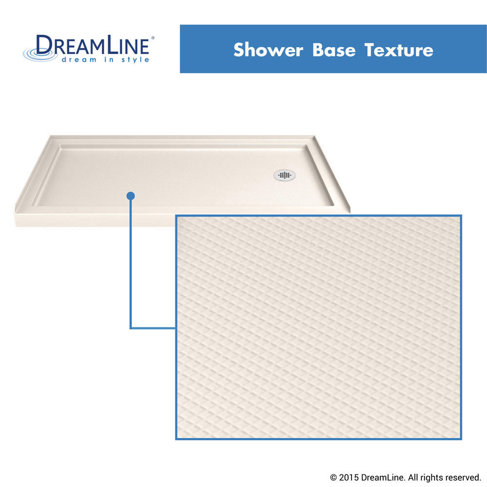 DreamLine DLT-1136602-22 SlimLine 36" by 60" Single Threshold Shower Base In Biscuit Right Hand