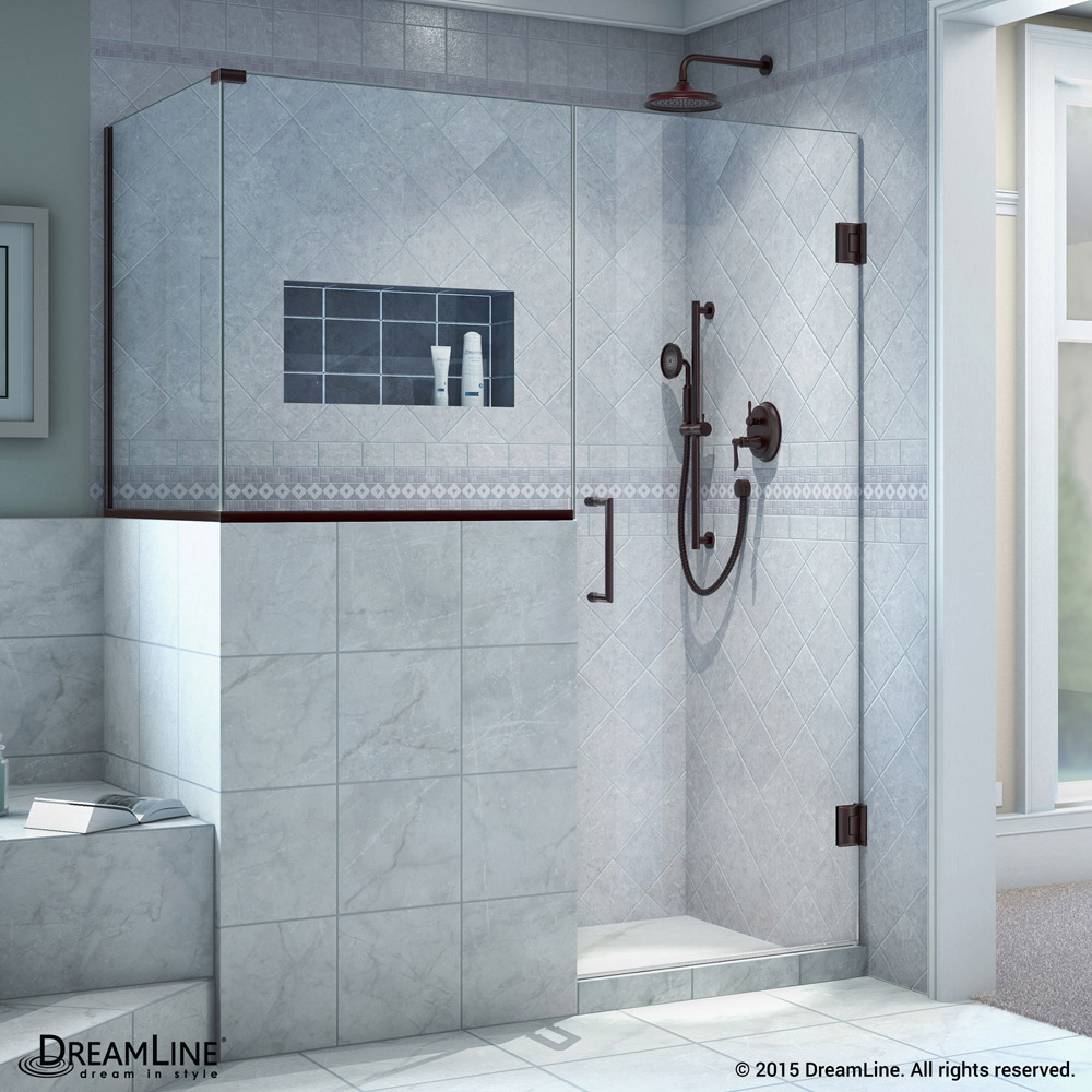 DreamLine SHEN-2429303630-06 Unidoor Plus Hinged Shower Enclosure In Oil Rubbed Bronze Finish