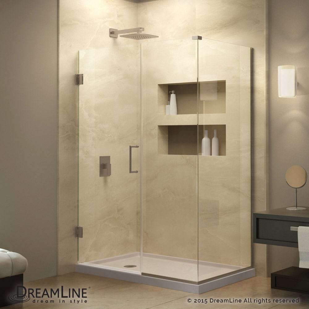 DreamLine SHEN-24335300-04 Unidoor Plus Hinged Shower Enclosure In Brushed Nickel Finish Hardware