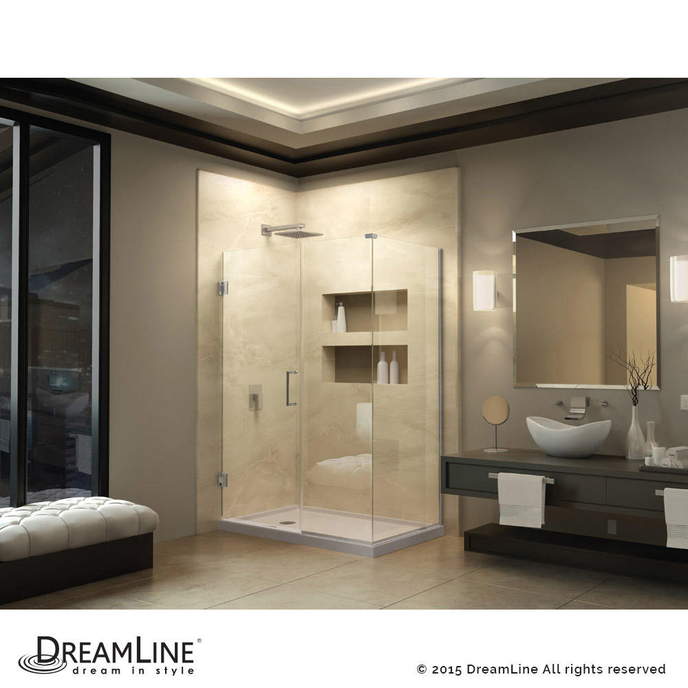 DreamLine SHEN-24350340-01 Unidoor Plus Hinged Shower Enclosure In Chrome Finish Hardware