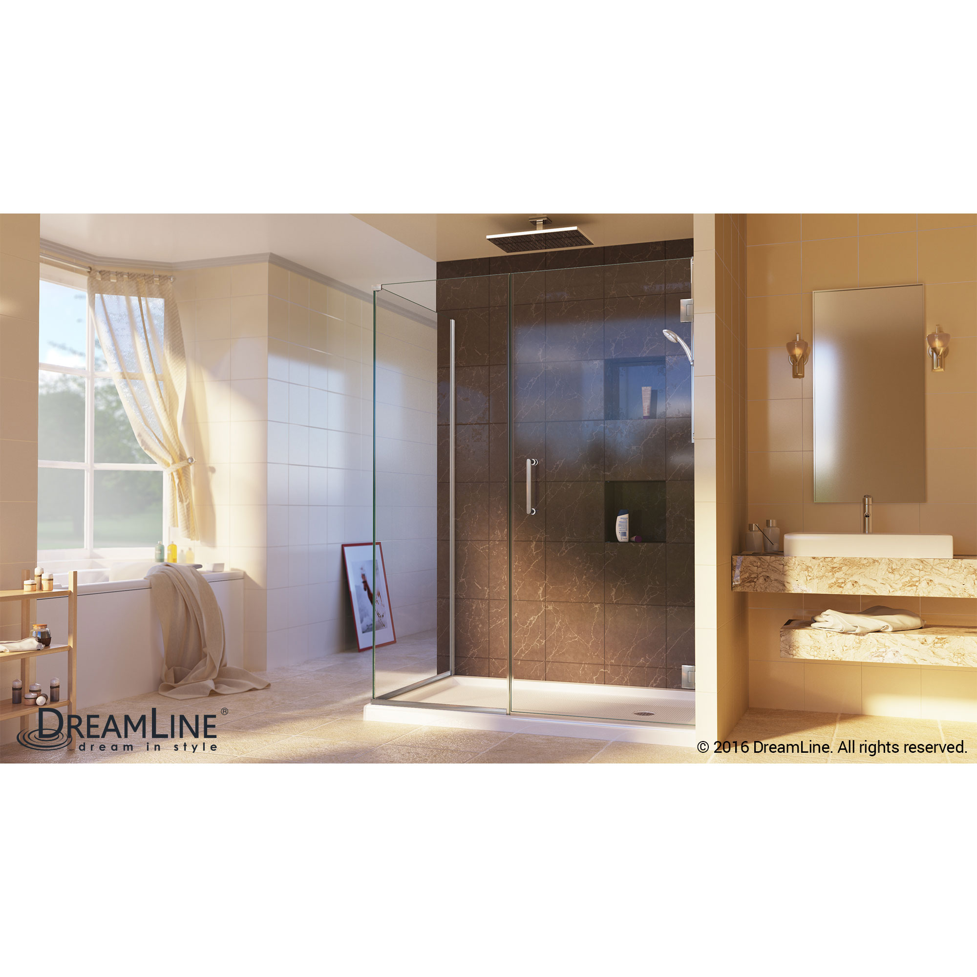 DreamLine SHEN-24455300-04 Unidoor Plus Hinged Shower Enclosure In Brushed Nickel Finish Hardware