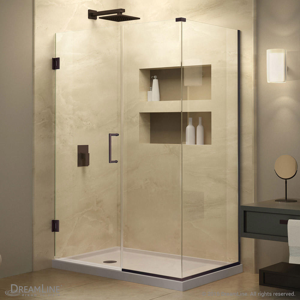 DreamLine SHEN-24550340-06 Unidoor Plus Hinged Shower Enclosure In Oil Rubbed Bronze Finish Hardware