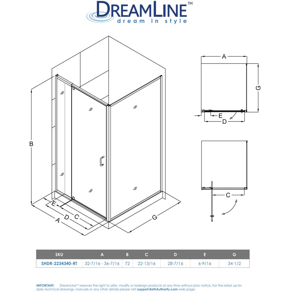 DreamLine DL-6715-01CL Flex Chrome Finish Hardware Frameless Shower Enclosure With Base Kit