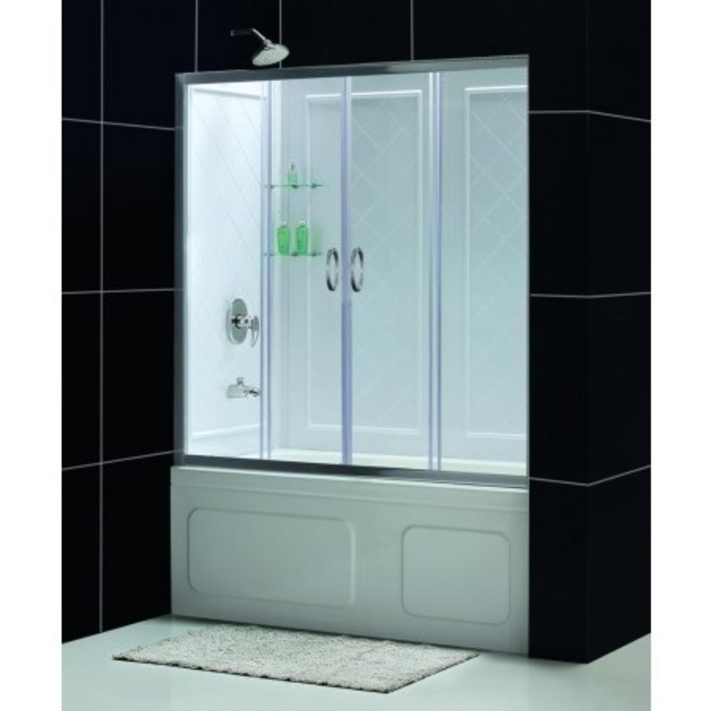 Dreamline DL-6995-04CL 56 to 60" Tub Door and Backwall Kit - Brushed Nickel