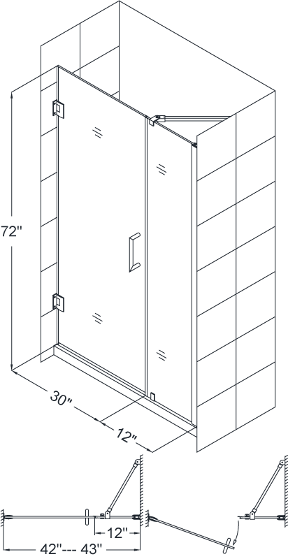 DreamLine SHDR-20427210-04 Brushed Nickel 42-43" Adjustable Shower Door