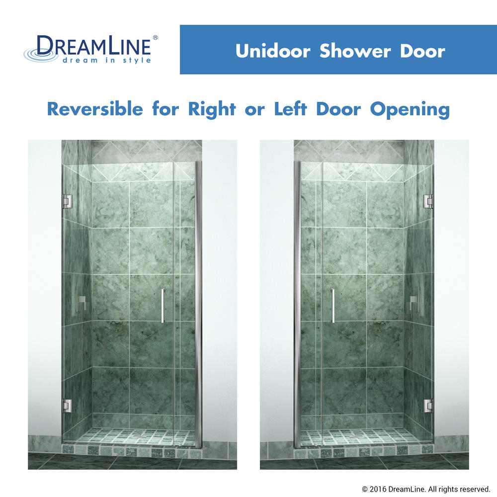 DreamLine SHDR-20347210-01 Chrome Frameless 34-35" Adjustable Shower Door