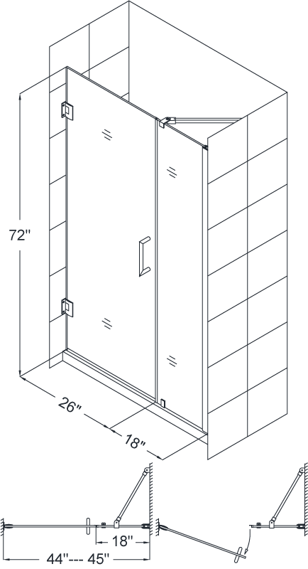 DreamLine SHDR-20447210-04 Brushed Nickel 44-45" Adjustable Shower Door