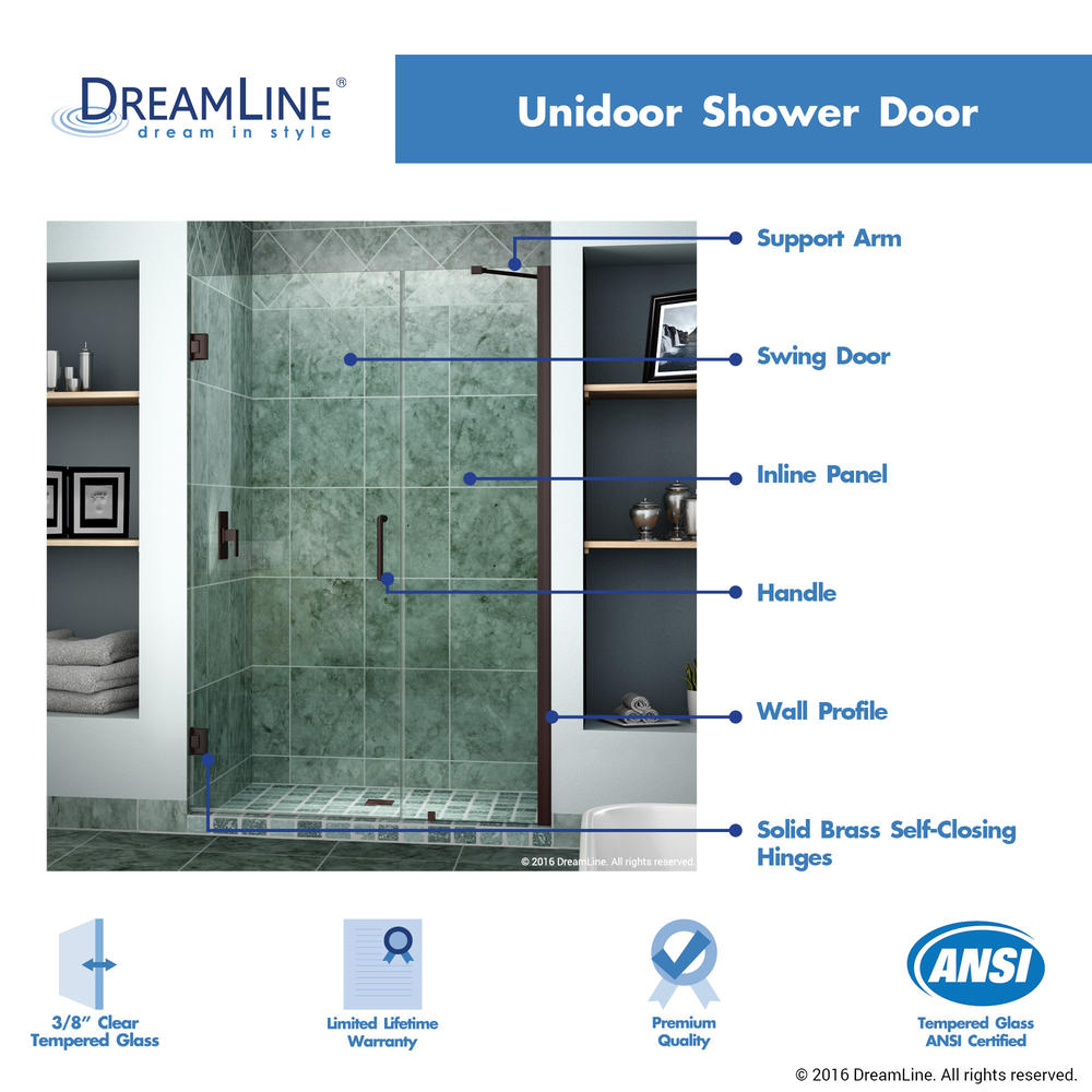 Dreamline SHDR-20547210C-06 Oil Rubbed Bronze 54-55" Adjustable Shower Door