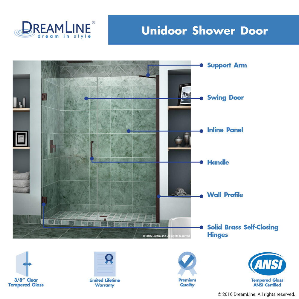 Dreamline SHDR-20547210C-06 Oil Rubbed Bronze 54-55" Adjustable Shower Door