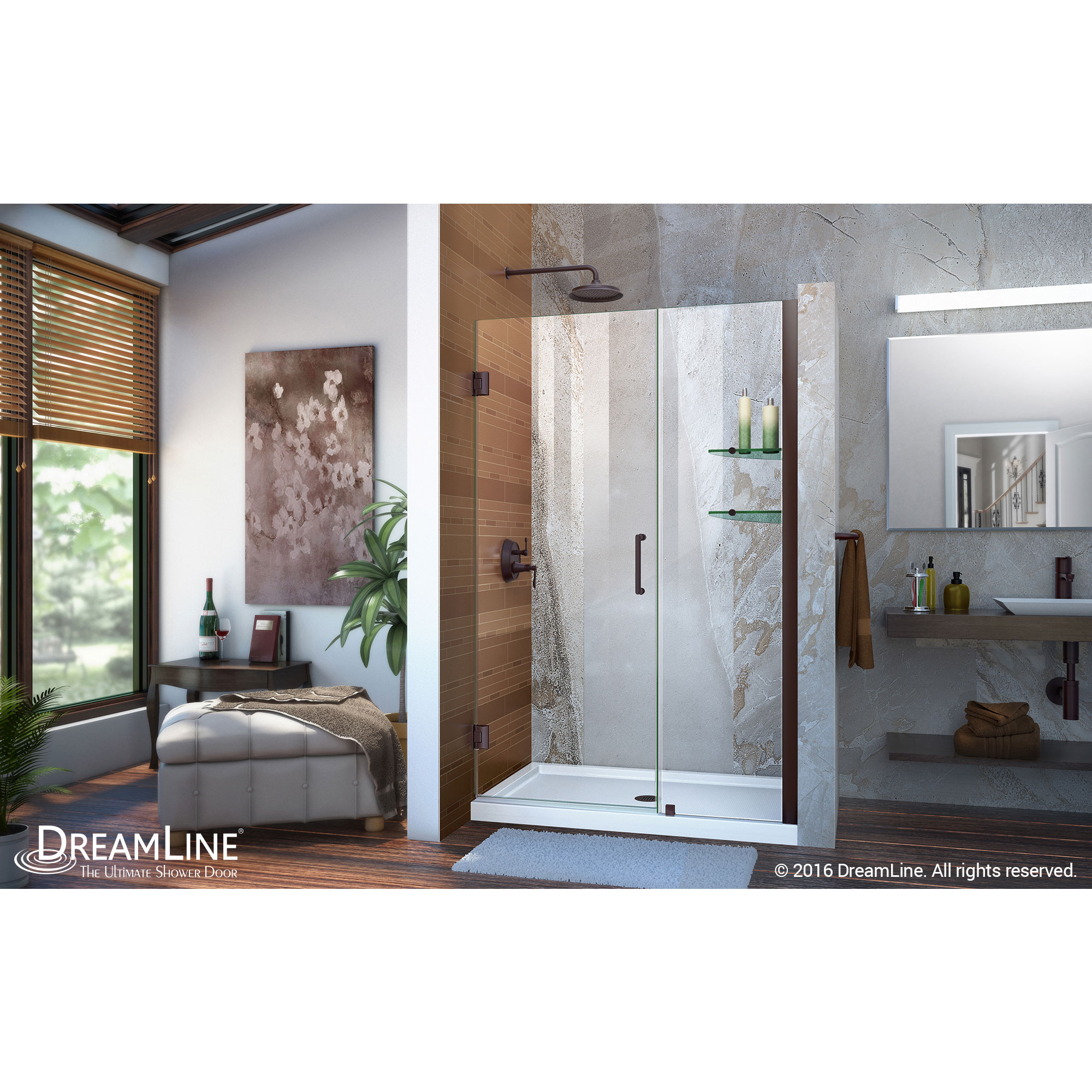 Dreamline SHDR-20457210S-06 Oil Rubbed Bronze 45-46" Shower Door W/ Shelves