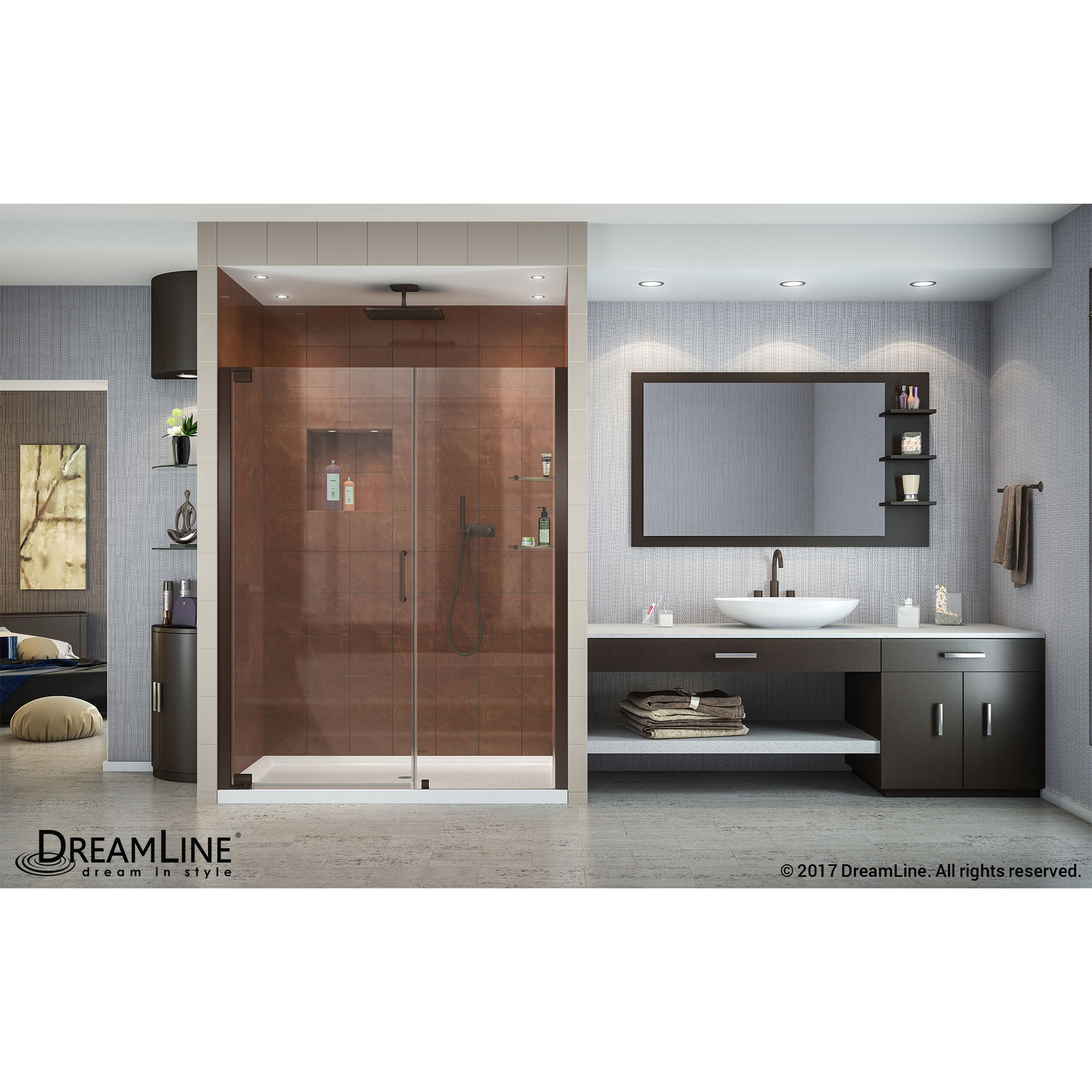 DreamLine SHDR-4154720-06 Oil Rubbed Bronze Elegance 54 1/2 to 56 1/2" Frameless Pivot Shower Door