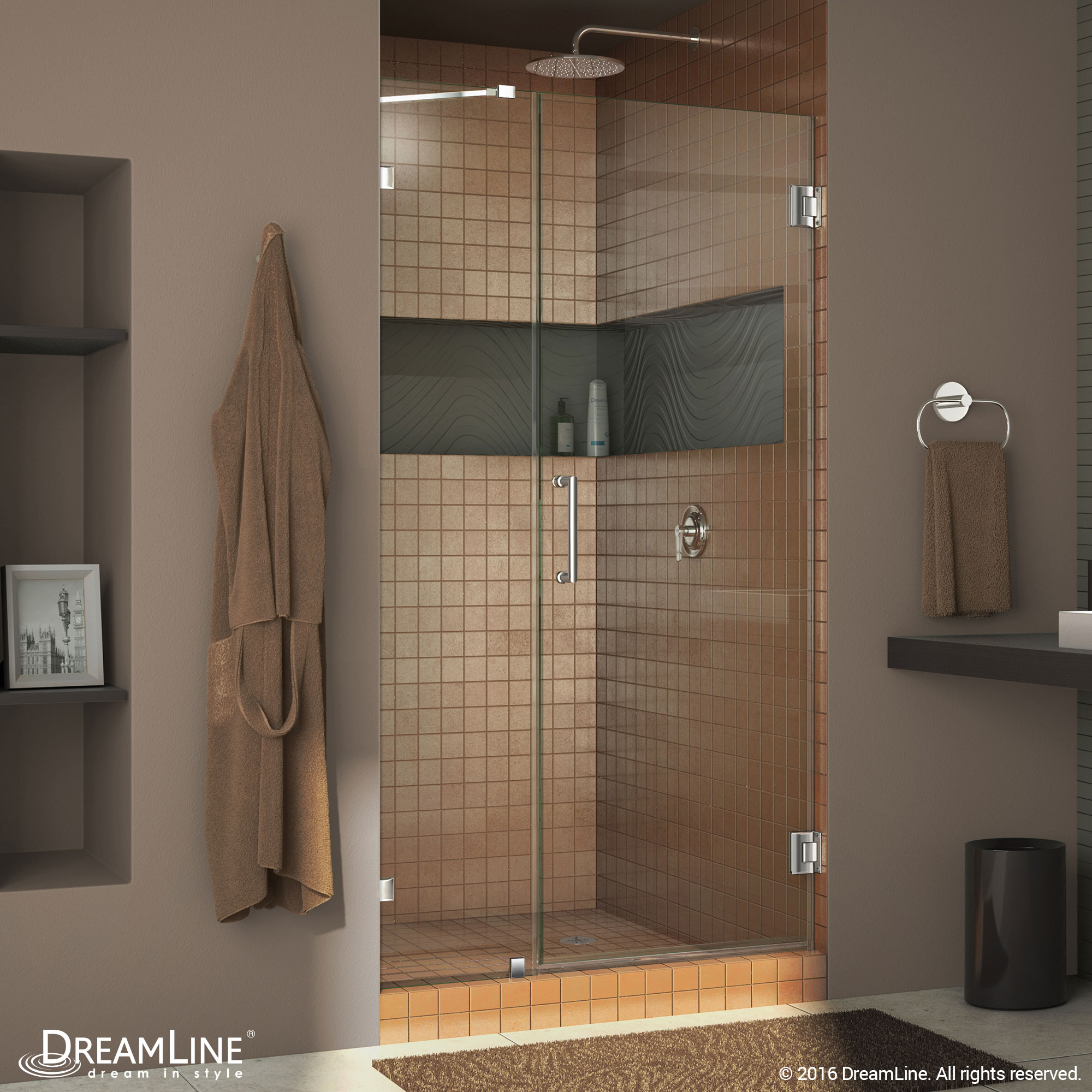 Dreamline SHDR-23467210-01 Chrome Radiance 46" Frameless Hinged Shower Door