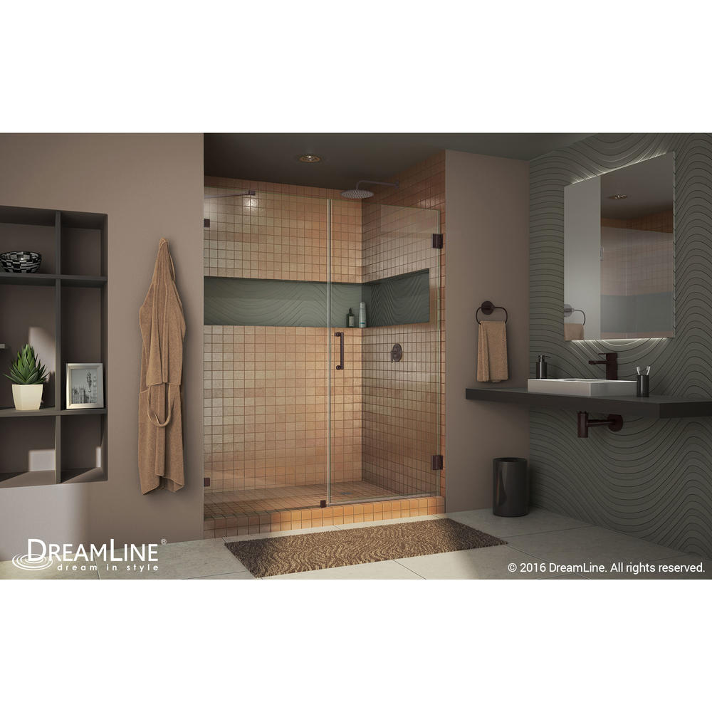 DreamLine SHDR-23537210-06 Oil Rubbed Bronze Radiance 53" Frameless Hinged Clear Shower Door