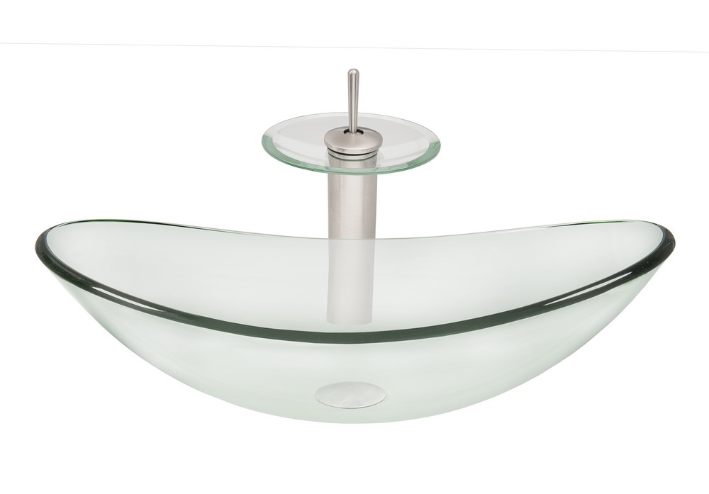 Novatto NSFC-324C001BNC CHIARO Glass Bathroom Sink Set - Brushed Nickel
