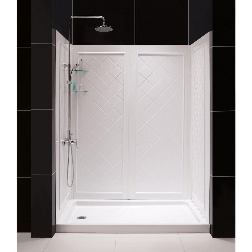 Dreamline DL-6116L-04CL Clear Shower Door, Base & Backwall Kit - Brushed Nickel