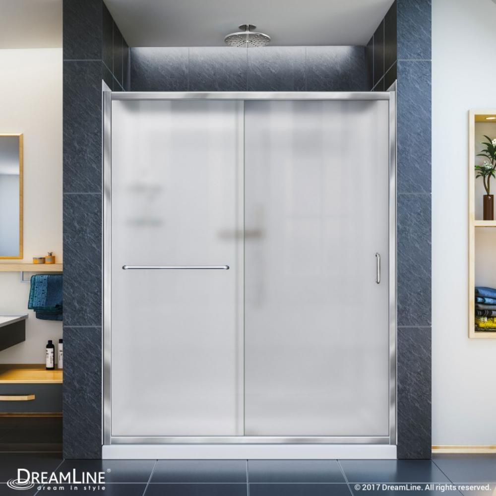 Dreamline DL-6118C-01FR Frosted Shower Door, Base and Backwall Kit - Chrome