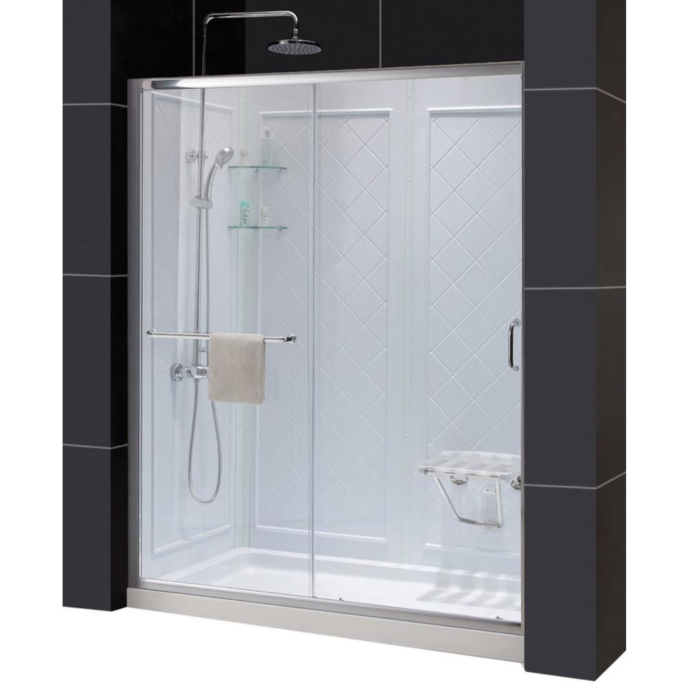 Dreamline DL-6118R-01CL Clear Shower Door, Base and Backwall Kit - Chrome