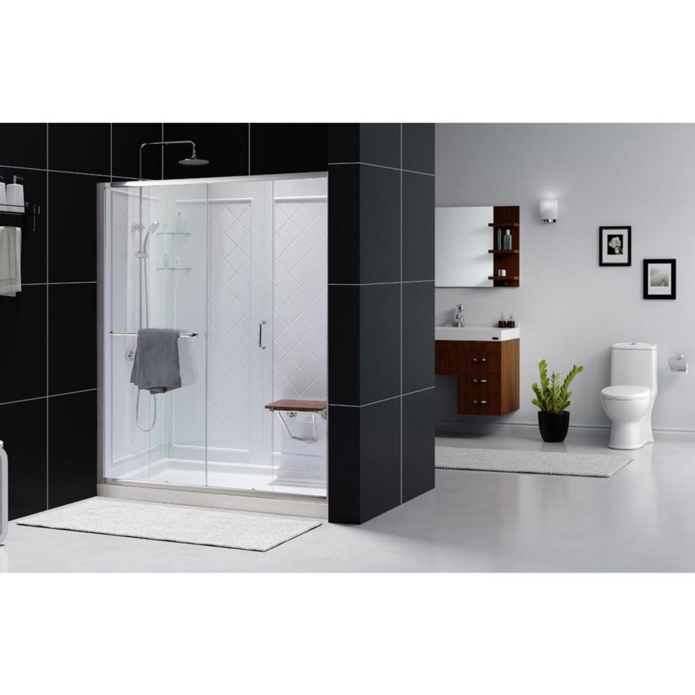 Dreamline DL-6118R-04CL Clear Shower Door, Base & Backwall Kit - Nickel