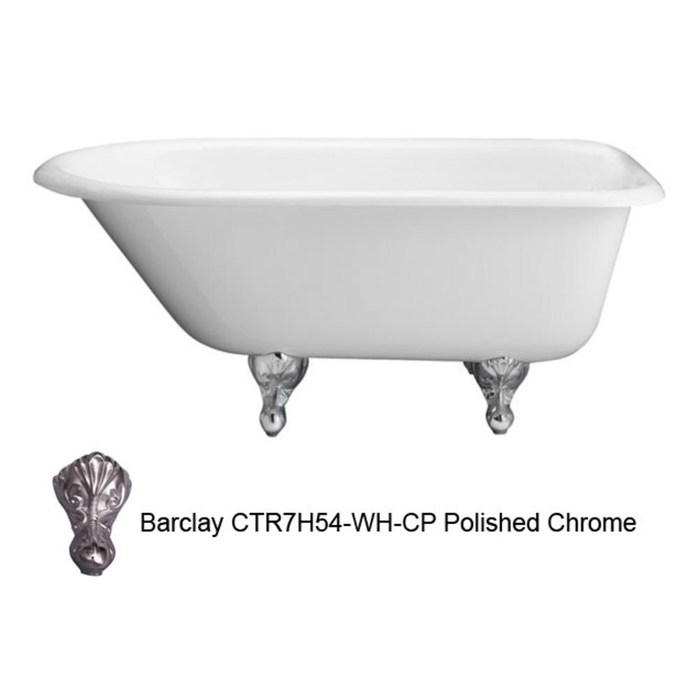 Barclay CTR7H54-WH-CP 54" Cast Iron Bathtub Polished Chrome Ball and Feet