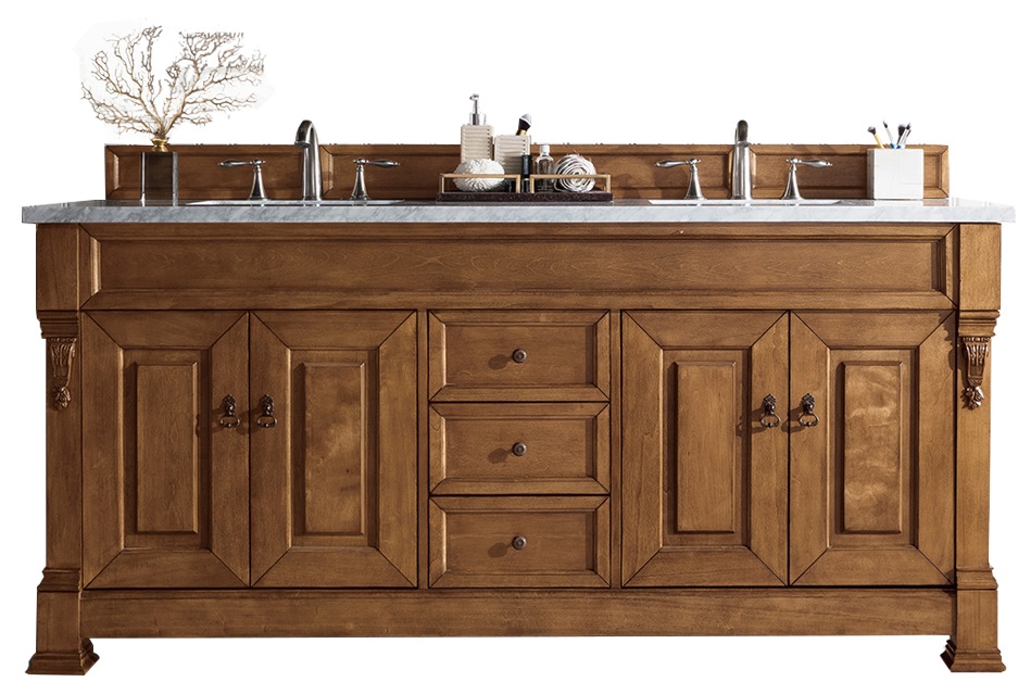 James Martin 147-114-5771-3CAR 72 Inch Country Oak Vanity With Marble Top