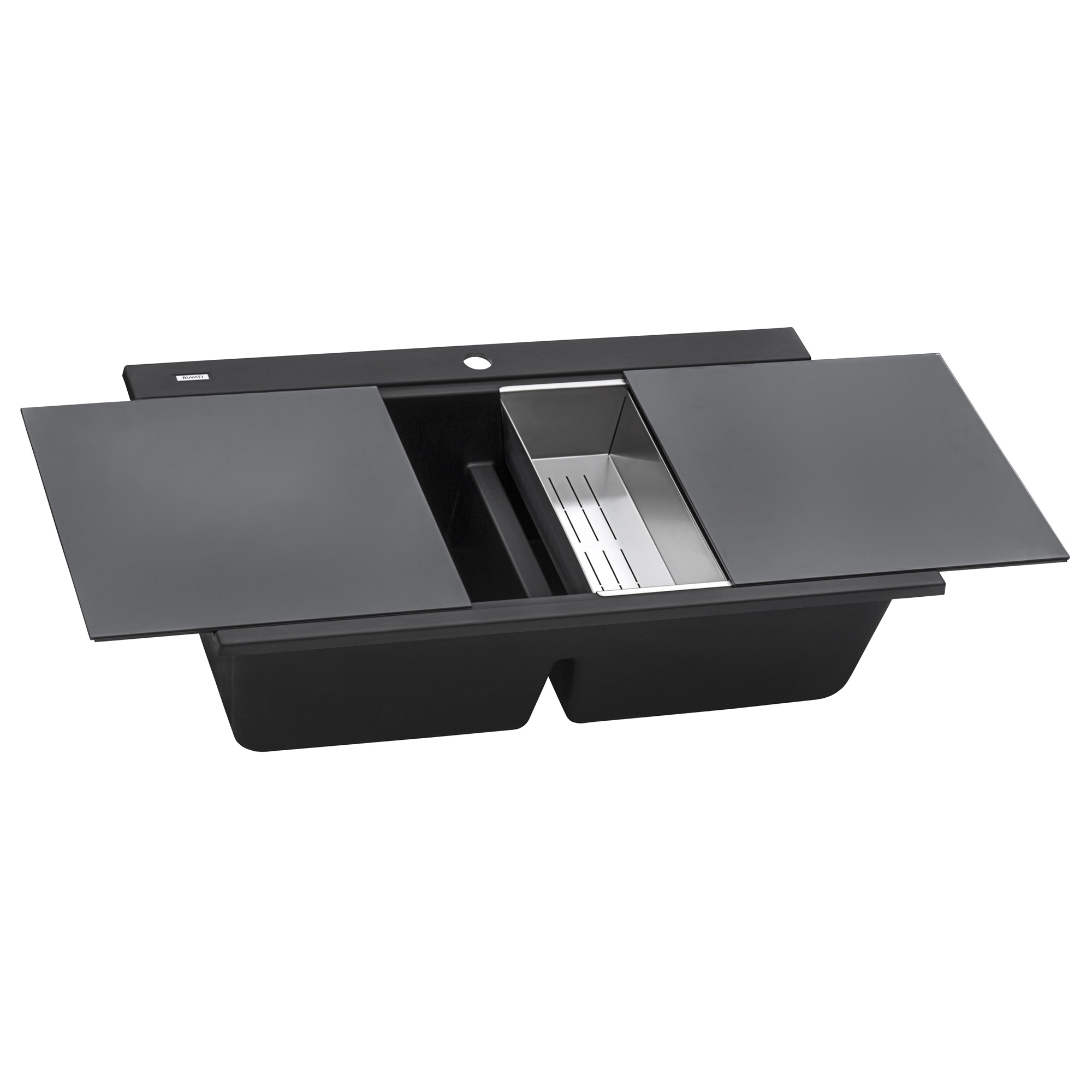 Ruvati RVG1350BK 34 inch epiGranite Workstation Kitchen Sink Midnight Black