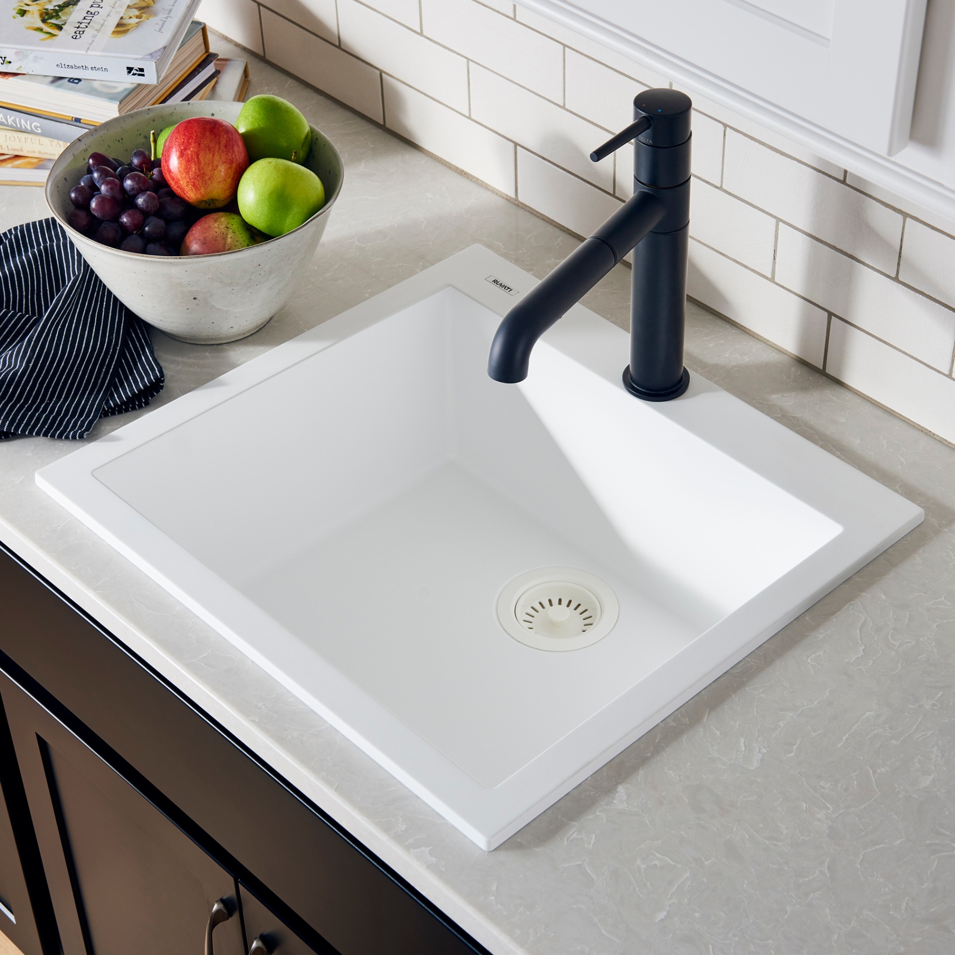 Ruvati RVG1022WH 22 x 20 inch epiGranite Single Kitchen Sink