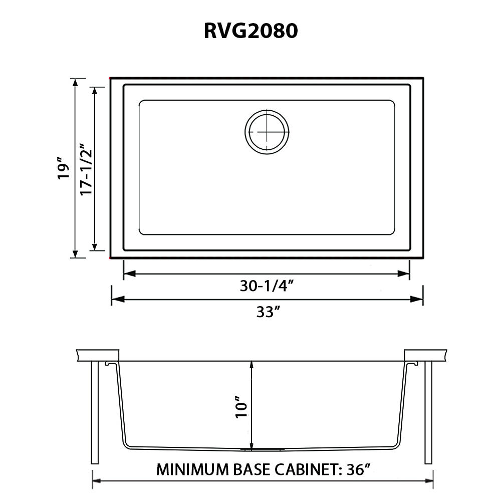 Ruvati RVG2080GR 33 x 19 inch Single Bowl Silver Gray Granite ...