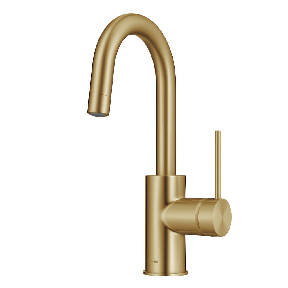 KRAUS KPF-2600BB Oletto Single Handle Kitchen Bar Faucet + in Brushed Brass
