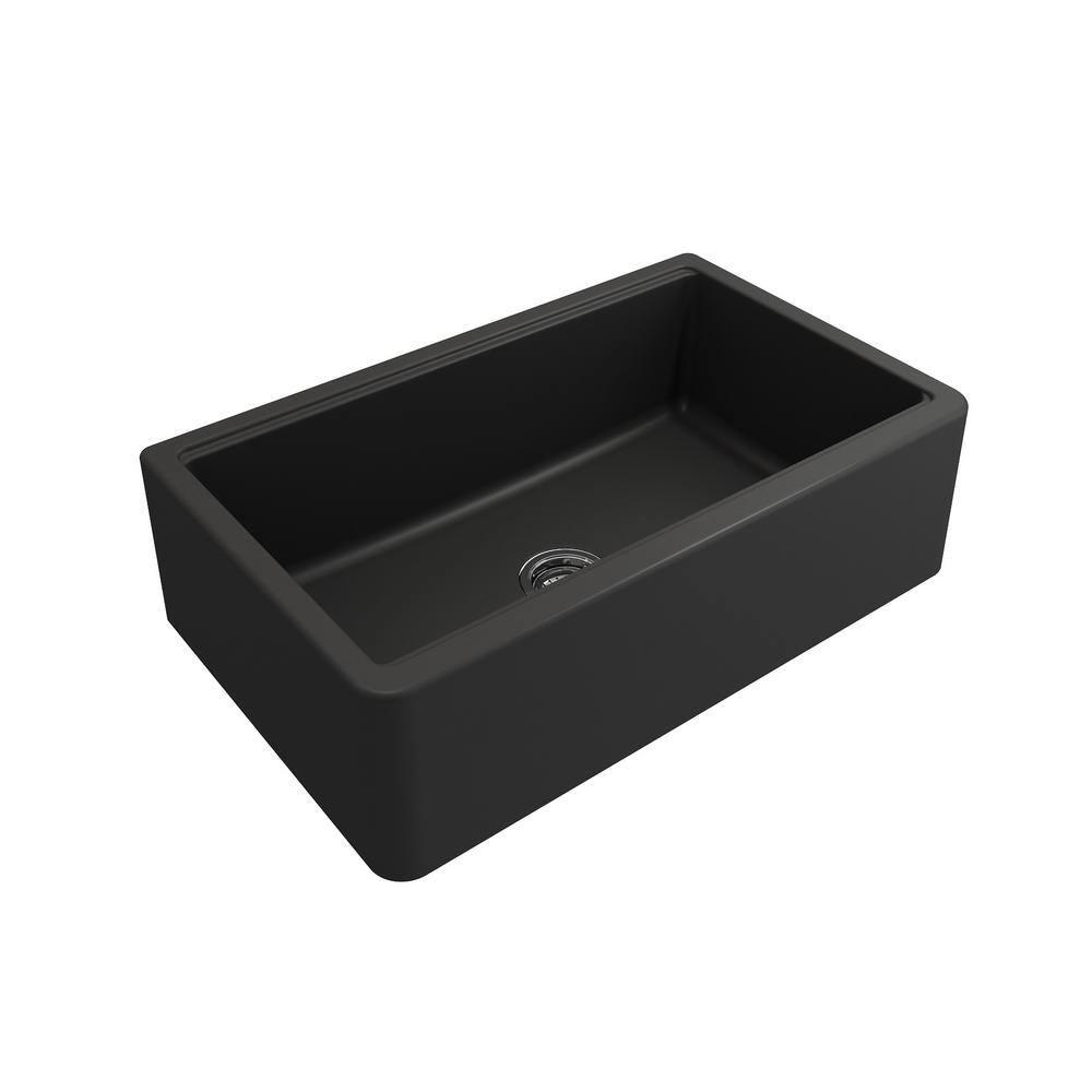 BOCCHI 1600-504-2020CH Apron-Front 33" 1 Bowl Granite Composite Kitchen Sink Kit