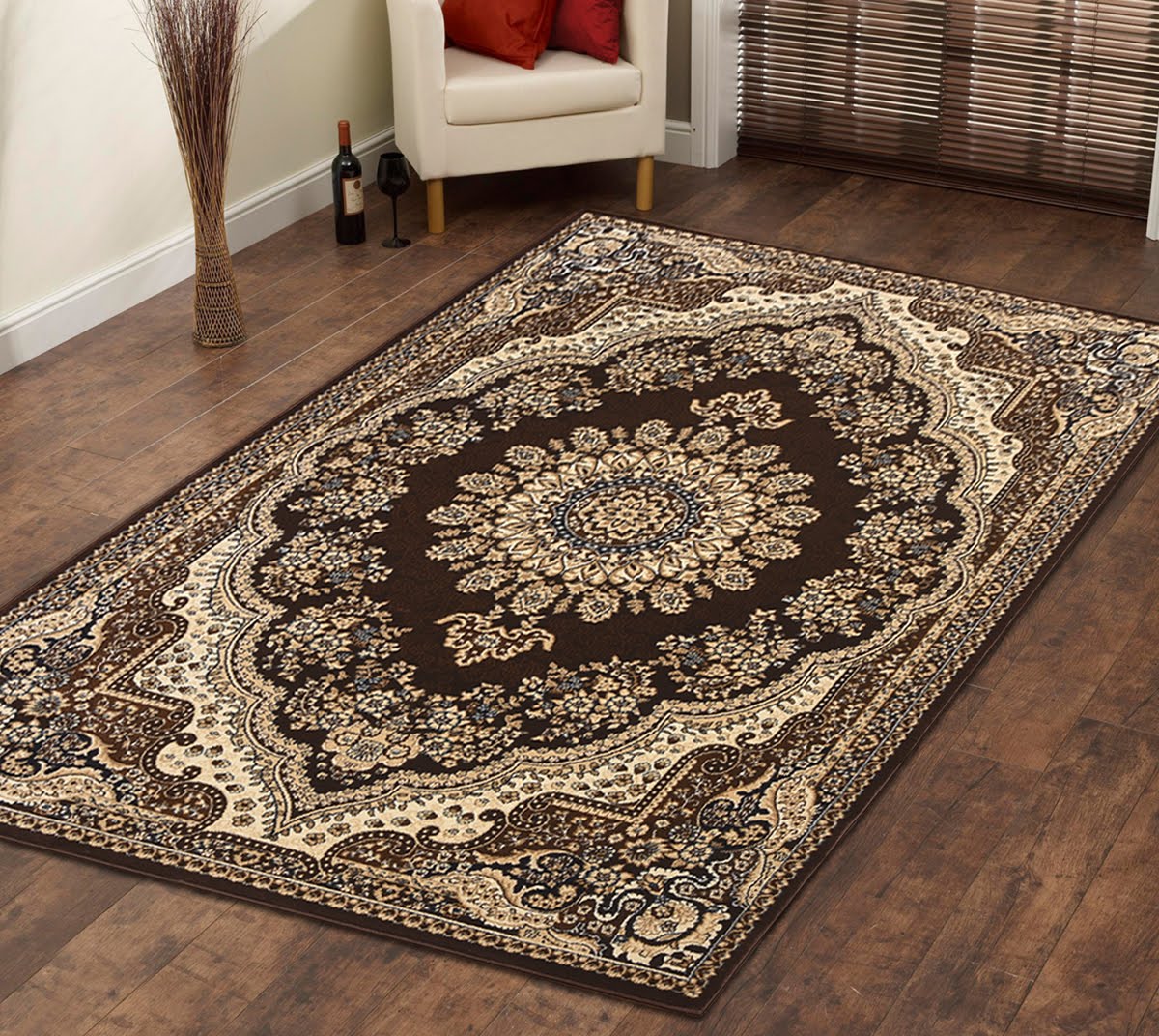 Msrugs Traditional Oriental Medallion, Brown Persian Area Rug