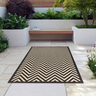 Msrugs Chevron Black Indoor/Outdoor Rugs Flatweave Contemporary Patio ...
