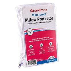 Mastertex Guardmax Bed Bug Proof Waterproof Pillow Protectors Hypoallergenic Covers - Zippered Encasement Style - Set of 2