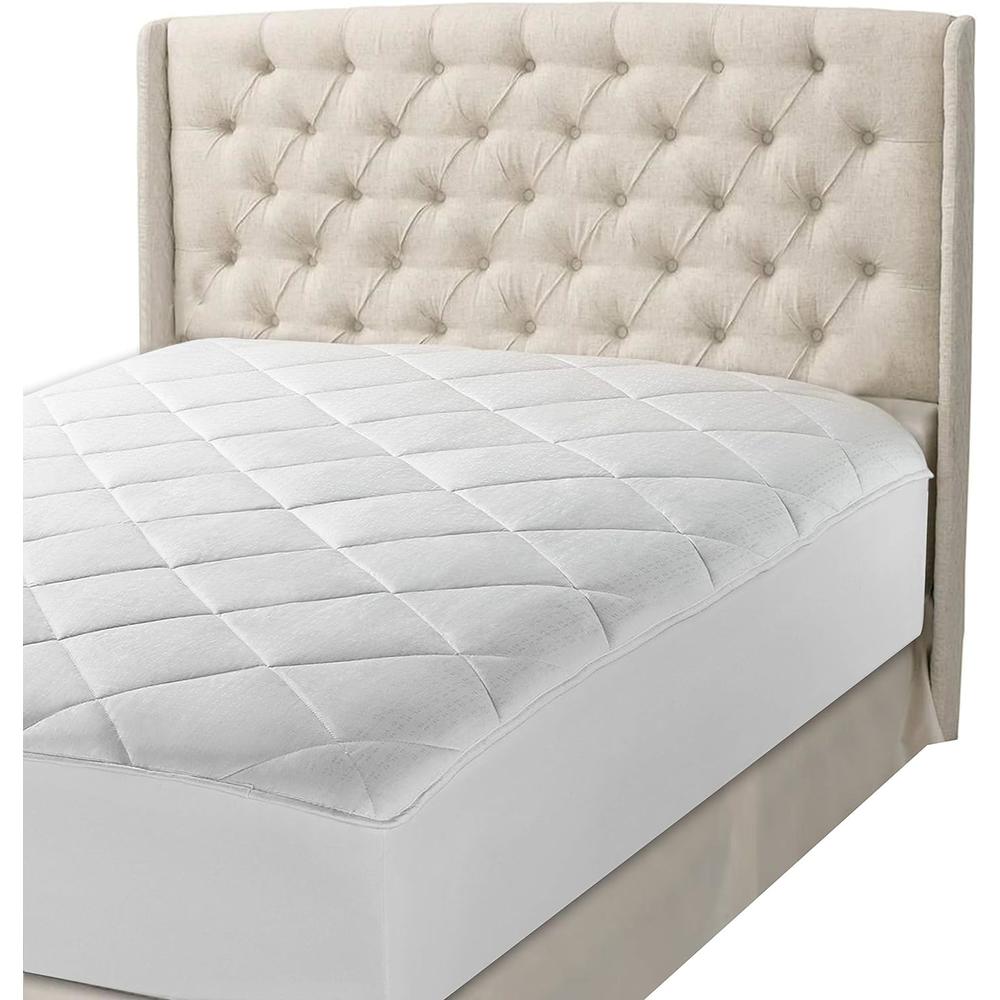 Maxi Deluxe Luxurious Mattress Pad Fitted Down Alternative Mattress Cover 100& Cotton Quilted Top
