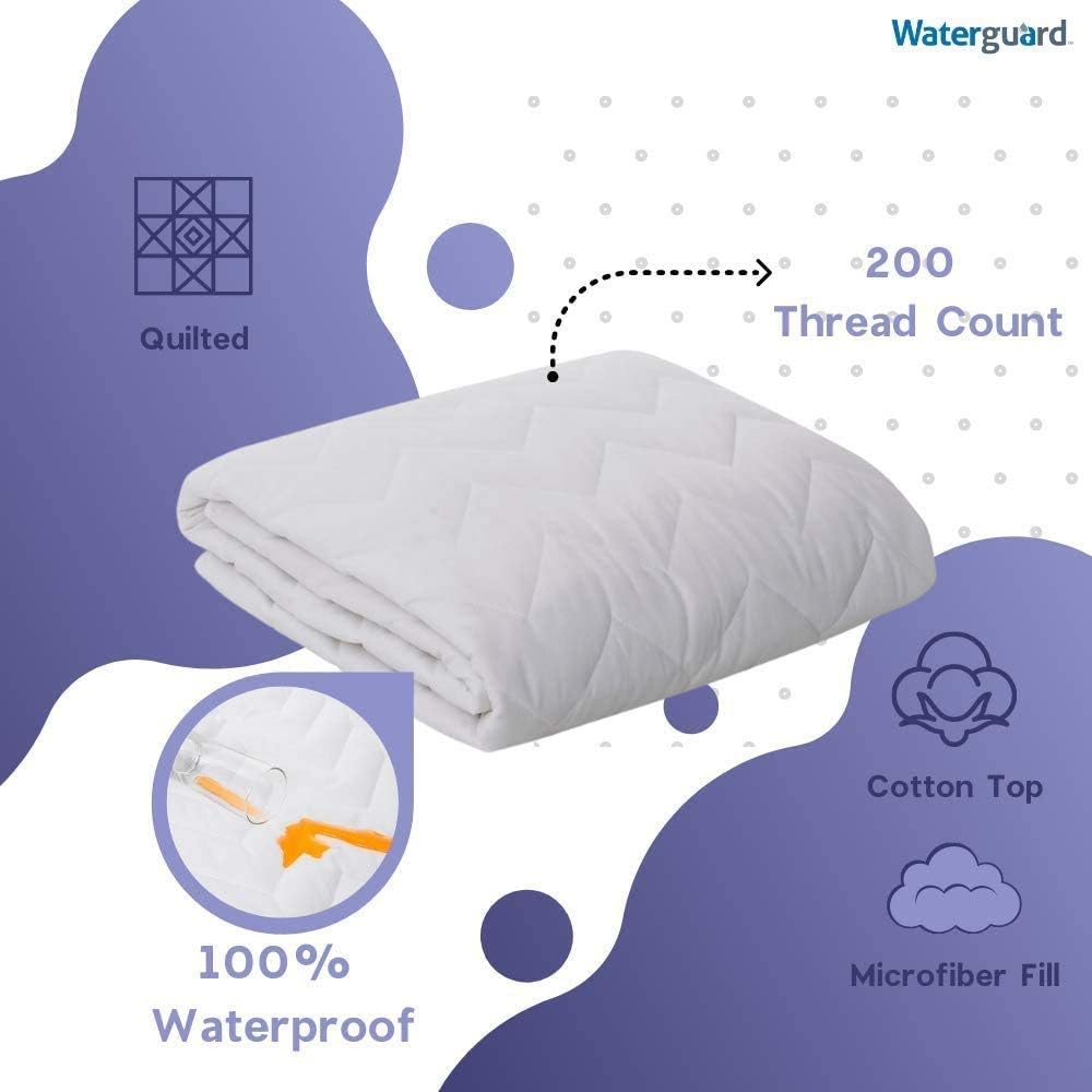 Waterguard Waterproof Mattress Protector Premium Cotton on Top, Fitted & Quilted  (Three Quarter 48X75)
