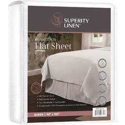 Superity Linen Cotton Flat Sheet White - Hypoallergenic and Breathable, Machine Wash and Dry White Flat Sheets 