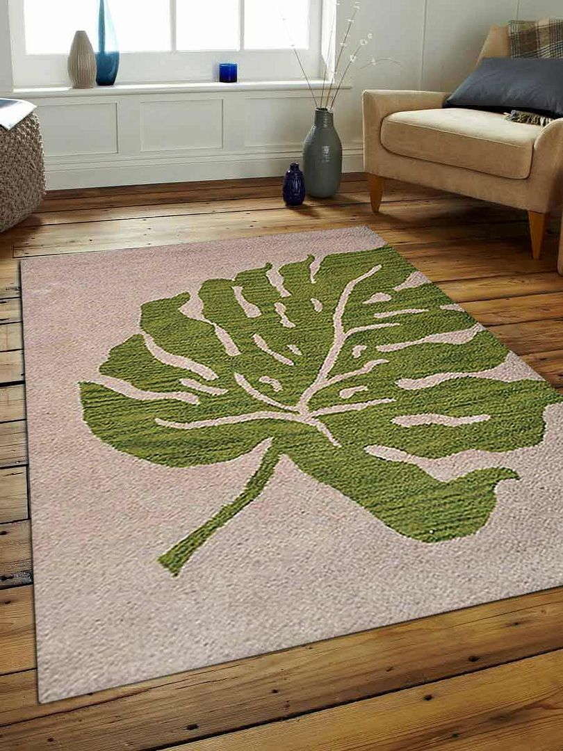 Rugsotic Carpets Hand Tufted Wool 8 X11 Area Rug Floral Beige Green K00716