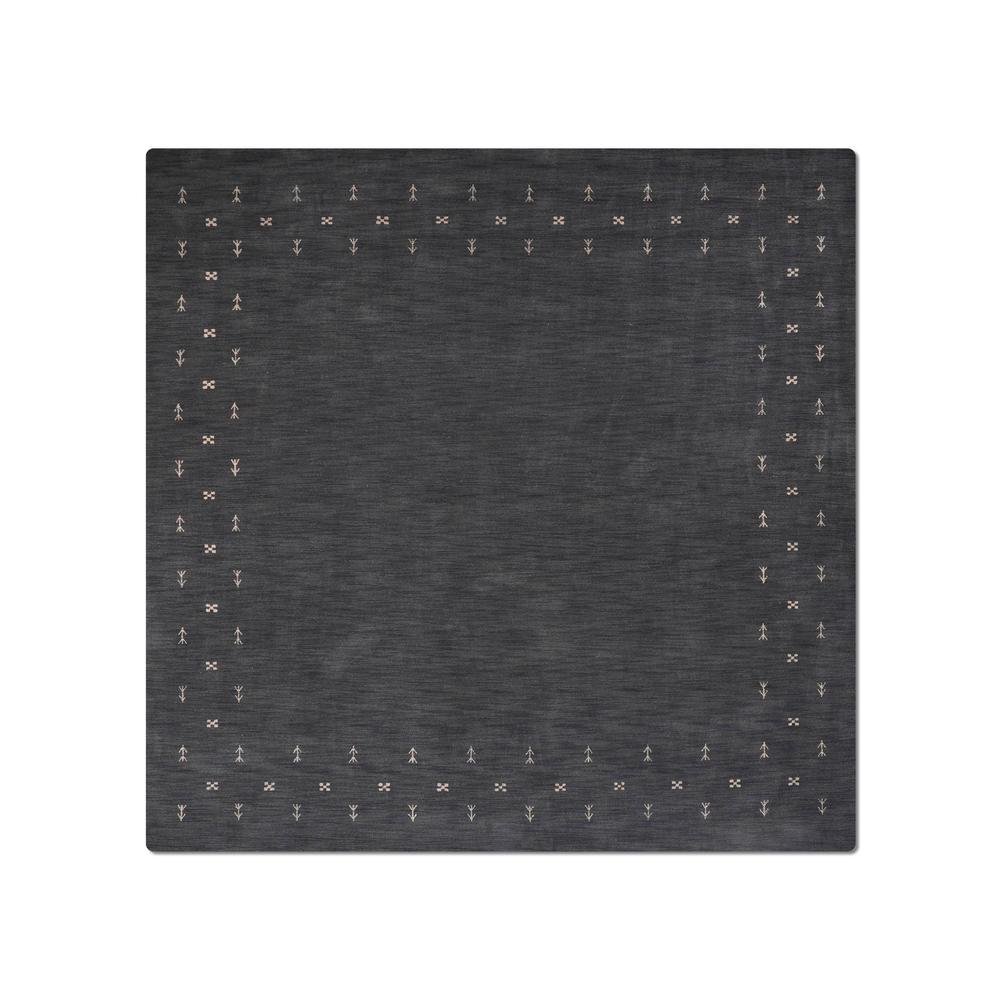 Rugsotic Carpets Hand Knotted Loom Wool Square Area Rug Contemporary Charcoal L00514