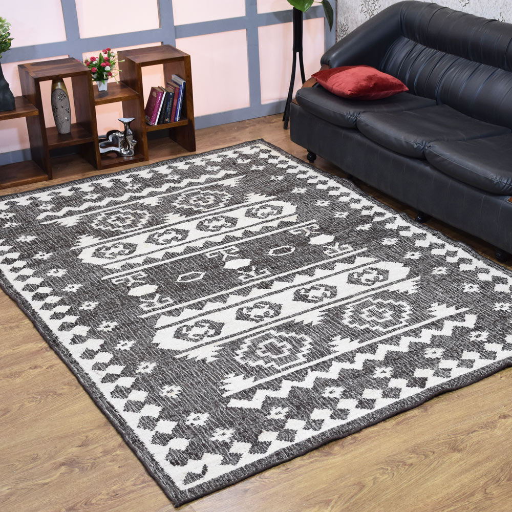 Rugsotic Carpets Hand Woven Flat Weave Kilim Jute Area Rug Oriental White Beige J00029