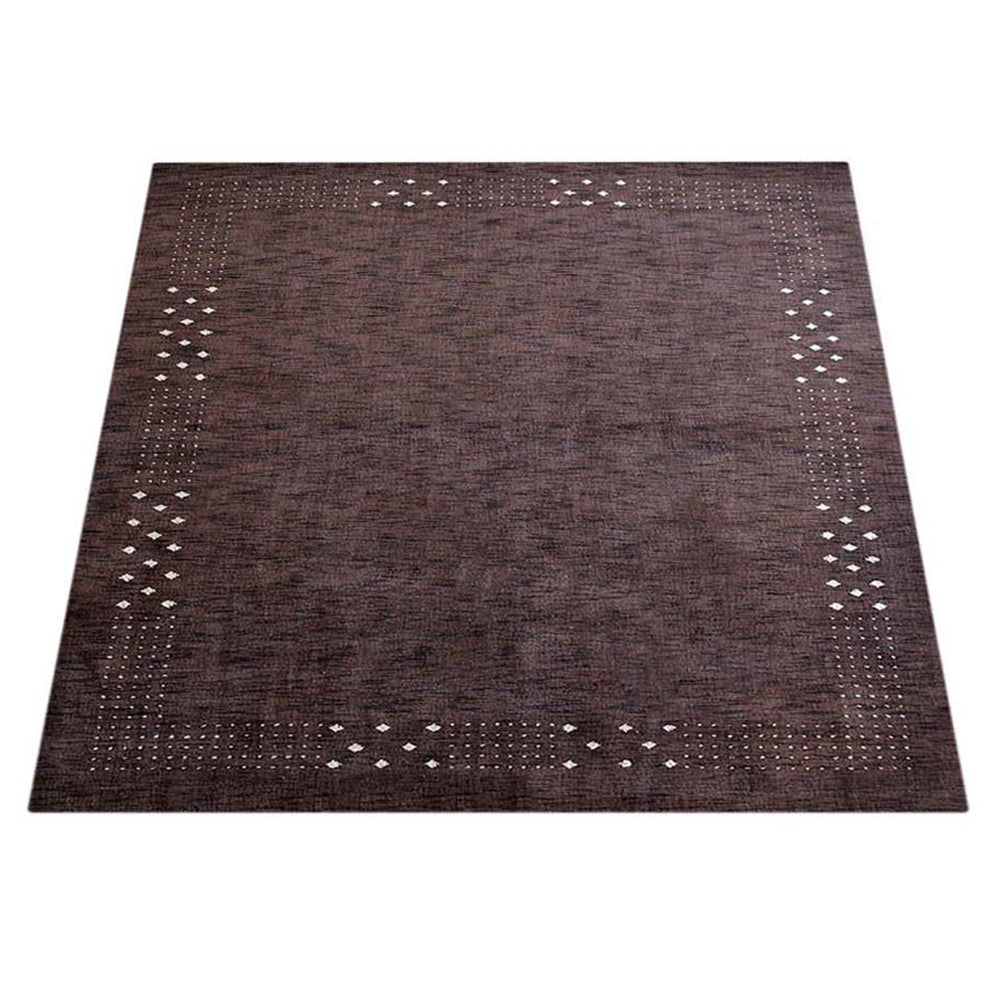 Rugsotic Carpets Hand Knotted Loom Wool Square Area Rug Contemporary Brown L00530