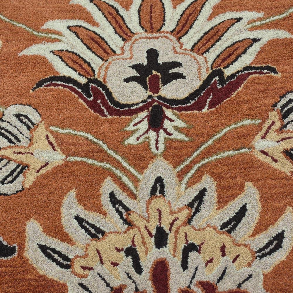 Rugsotic Carpets Hand Tufted Wool Area Rug Floral Orange K00268