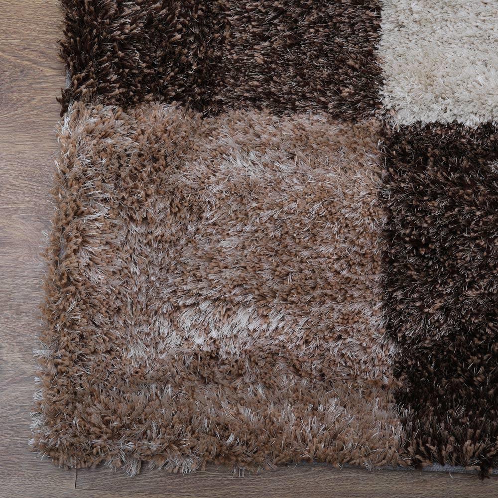 Rugsotic Carpets Hand Tufted Shag Polyester Area Rug Geometric Beige Brown K00018