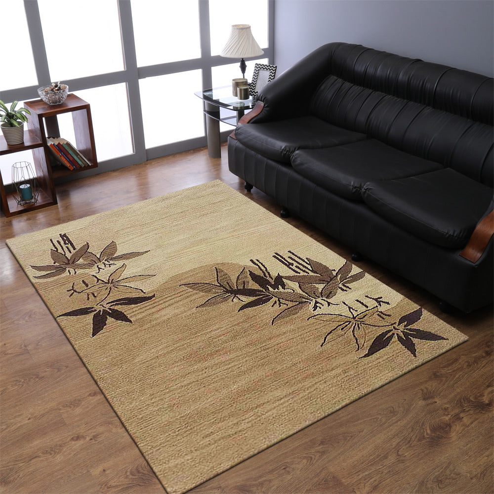 Rugsotic Carpets Hand Tufted Wool Area Rug Floral Light Brown K00905