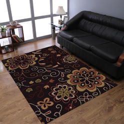 Rugsotic Carpets Hand Tufted Wool Area Rug Floral Brown K00656