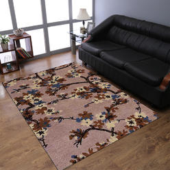 Rugsotic Carpets Hand Tufted Wool Area Rug Floral Beige K00671
