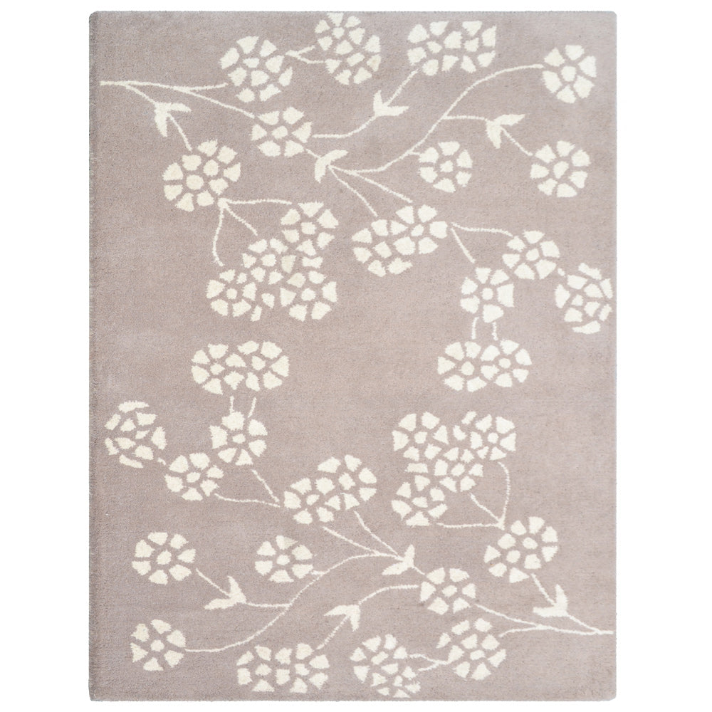 Rugsotic Carpets Hand Tufted Wool Area Rug Floral Beige White K00513